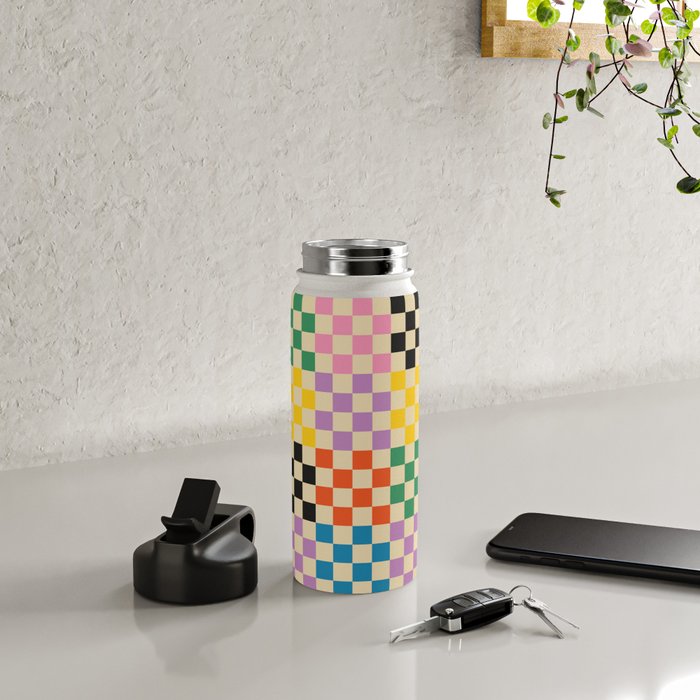 Colorful Checkerboard Water Bottle Gallery Image 4