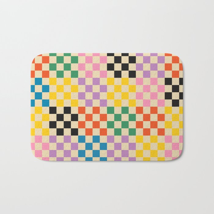 Colorful Checkerboard Bath Mat Gallery Image 1
