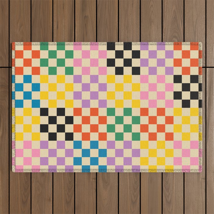Colorful Checkerboard Outdoor Rug Gallery Image 1
