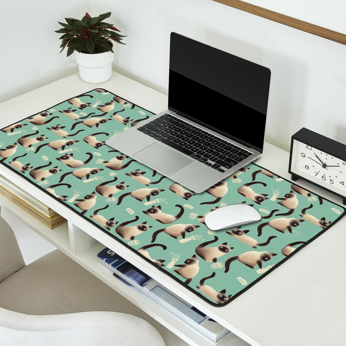Bad Siamese Cats Knocking Stuff Over Desk Mat Gallery Image 2