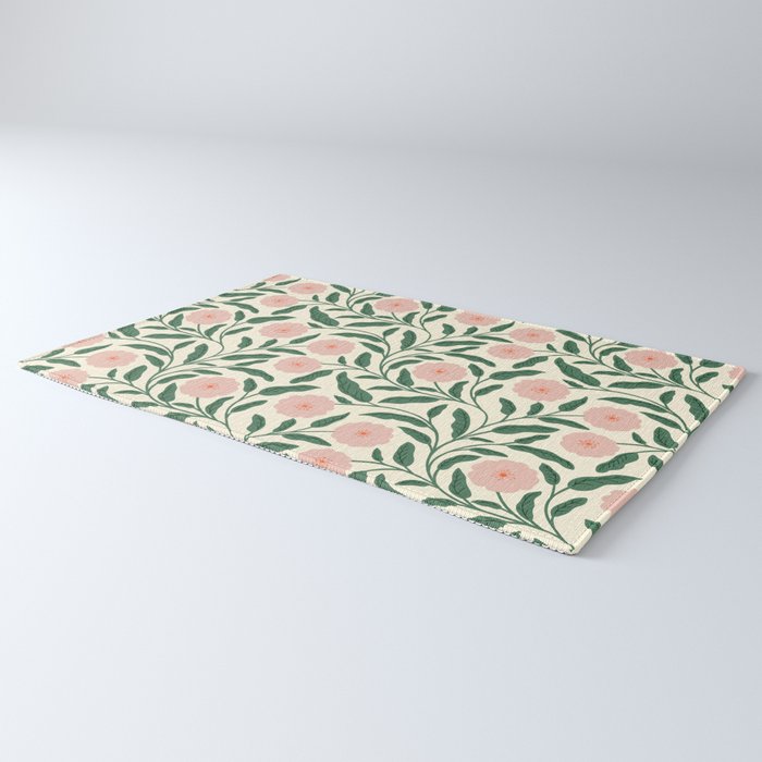 Bold Pink Botanical Blooms on Light Pattern Rug Gallery Image 3