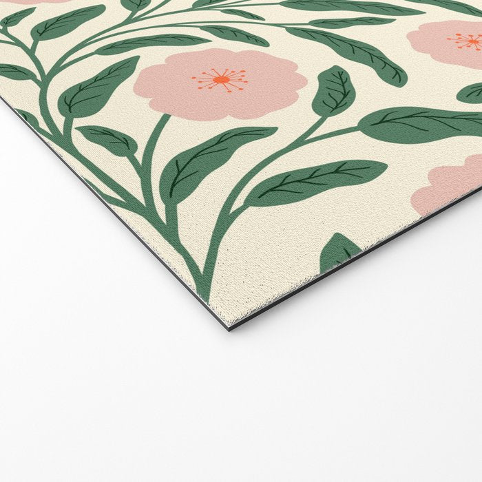 Bold Pink Botanical Blooms on Light Pattern Welcome Mat Gallery Image 2