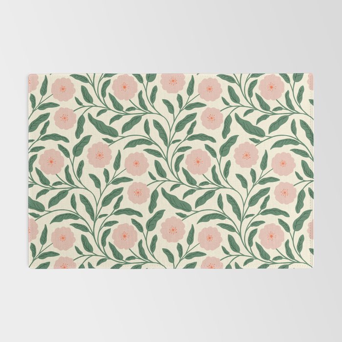 Bold Pink Botanical Blooms on Light Pattern Rug Gallery Image 2