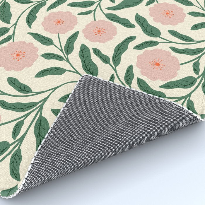 Bold Pink Botanical Blooms on Light Pattern Rug Gallery Image 4