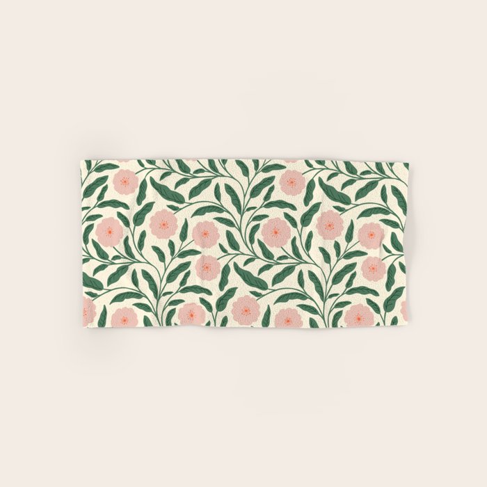 Bold Pink Botanical Blooms on Light Pattern Bath Towel Gallery Image 1