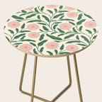 Bold Pink Botanical Blooms on Light Pattern Side Table Gallery Image 2