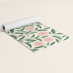 Bold Pink Botanical Blooms on Light Pattern Yoga Mat Gallery Image 2