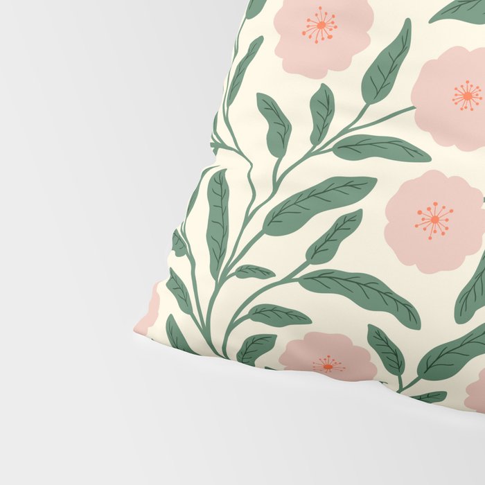 Bold Pink Botanical Blooms on Light Pattern Pillow Sham Gallery Image 4