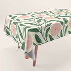 Bold Pink Botanical Blooms on Light Pattern Tablecloth Gallery Image 1