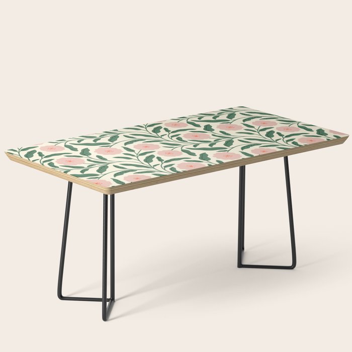 Bold Pink Botanical Blooms on Light Pattern Coffee Table Gallery Image 1