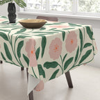 Bold Pink Botanical Blooms on Light Pattern Tablecloth Gallery Image 3