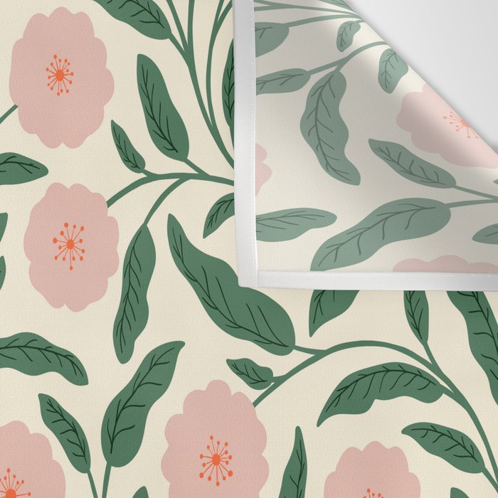 Bold Pink Botanical Blooms on Light Pattern Wall Tapestry Gallery Image 3