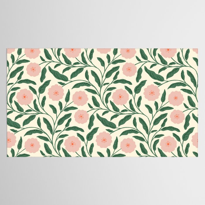 Bold Pink Botanical Blooms on Light Pattern Tablecloth Gallery Image 2