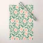 Bold Pink Botanical Blooms on Light Pattern Wrapping Paper Gallery Image 1