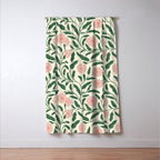Bold Pink Botanical Blooms on Light Pattern Window Curtain Gallery Image 3