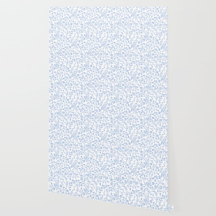 Ditsy Toile Floral Blue and White Wallpaper Gallery Image 2