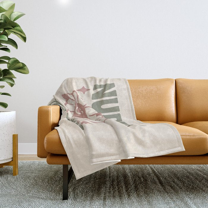 NURTURE NATURE (IN GREEN AND MAUVE) Throw Blanket Gallery Image 1