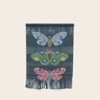 Folk Floral Moths and Butterflies Blue Wall Hanging Gallery Image 1