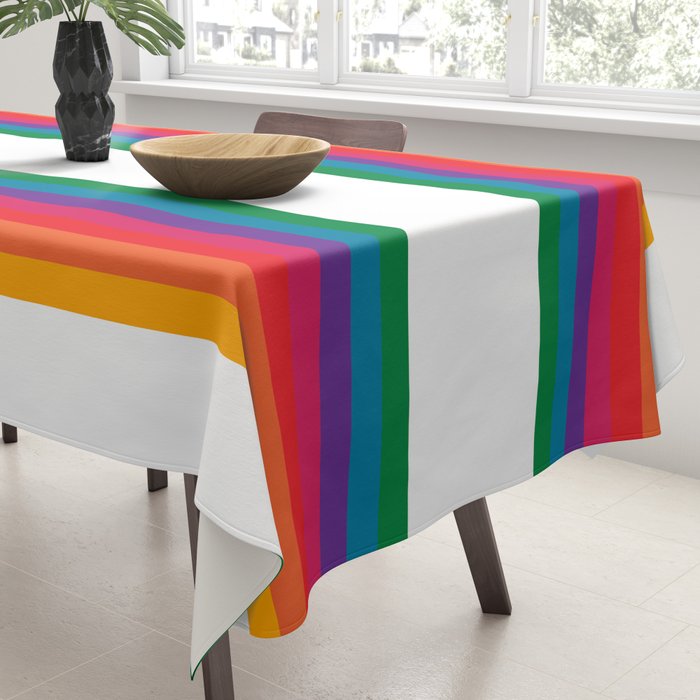 Retro Bright Rainbow - Straight Tablecloth Gallery Image 3