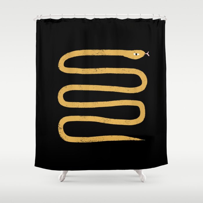 Minimal Snake Black and Gold Shower Curtain