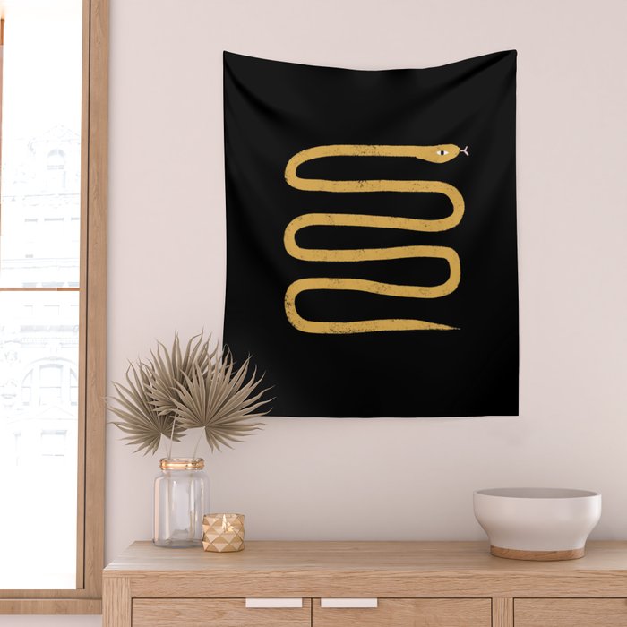 Minimal Snake Black and Gold Wall Tapestry Gallery Image 2