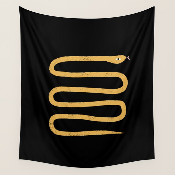 Minimal Snake Black and Gold Wall Tapestry Gallery Image 4
