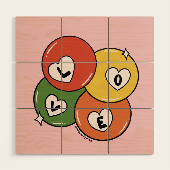 Love Pool Balls Wood Wall Art Gallery Image 1