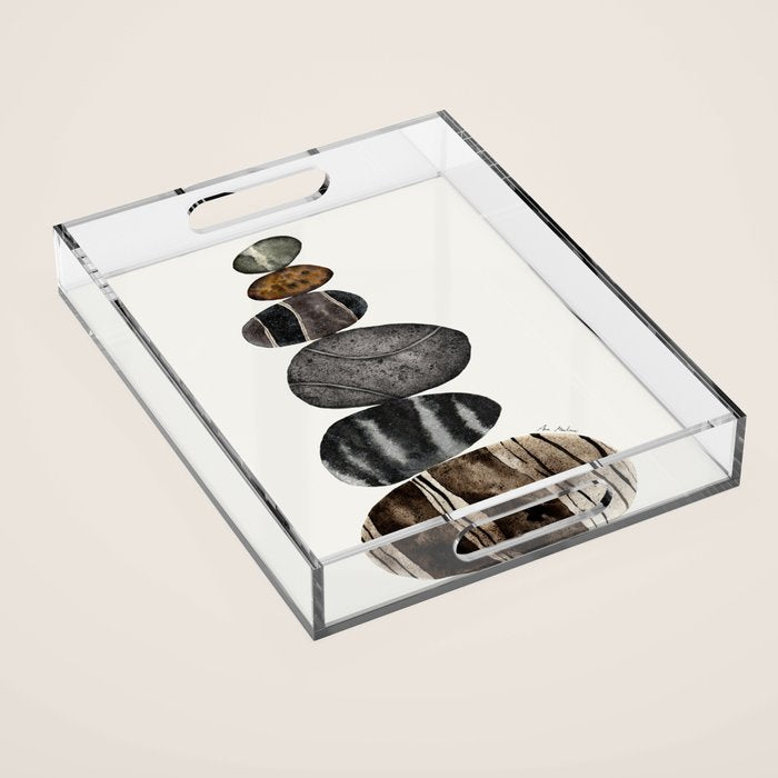 balancing beach pebbles Acrylic Tray Gallery Image 1