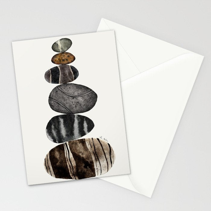 balancing beach pebbles Stationery Card Gallery Image 2