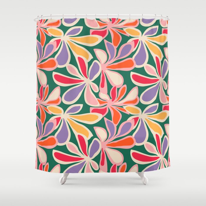 Colorful abstract flower art pattern Shower Curtain Gallery Image 1