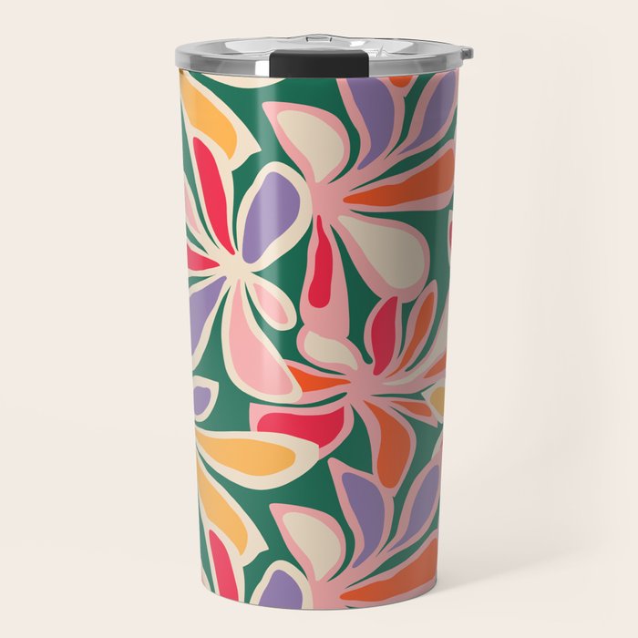 Colorful abstract flower art pattern Travel Mug Gallery Image 1