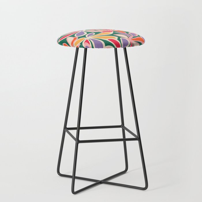Colorful abstract flower art pattern Stool Gallery Image 1