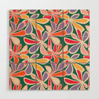 Colorful abstract flower art pattern Wood Wall Art Gallery Image 1