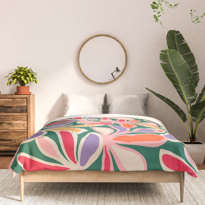 Colorful abstract flower art pattern Comforter Gallery Image 3