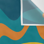 Retro Liquid Swirl Abstract Pattern Square in Moroccan Blue, Teal, Orange, and Mustard Wall Tapestry Gallery Image 3