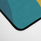 Retro Liquid Swirl Abstract Pattern Square in Moroccan Blue, Teal, Orange, and Mustard Desk Mat Gallery Image 4
