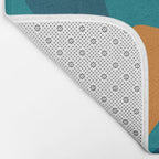 Retro Liquid Swirl Abstract Pattern Square in Moroccan Blue, Teal, Orange, and Mustard Bath Mat Gallery Image 2