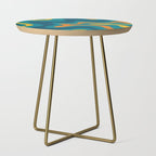 Retro Liquid Swirl Abstract Pattern Square in Moroccan Blue, Teal, Orange, and Mustard Side Table Gallery Image 1