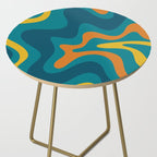 Retro Liquid Swirl Abstract Pattern Square in Moroccan Blue, Teal, Orange, and Mustard Side Table Gallery Image 2