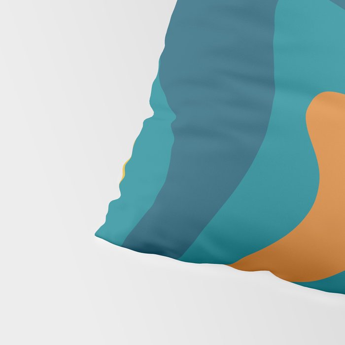 Retro Liquid Swirl Abstract Pattern Square in Moroccan Blue, Teal, Orange, and Mustard Pillow Sham Gallery Image 4