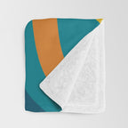Retro Liquid Swirl Abstract Pattern Square in Moroccan Blue, Teal, Orange, and Mustard Throw Blanket Gallery Image 3