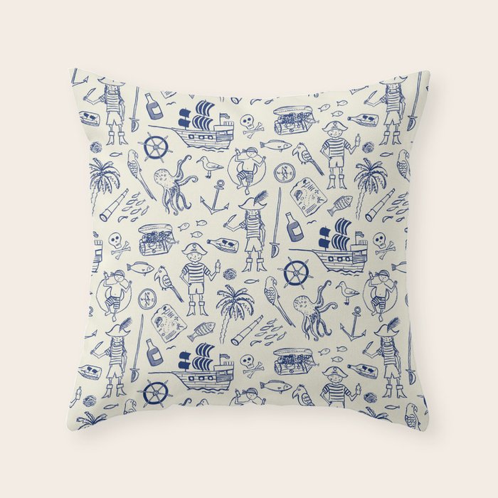Pirate Play - Cream Throw Pillow Gallery Image 6