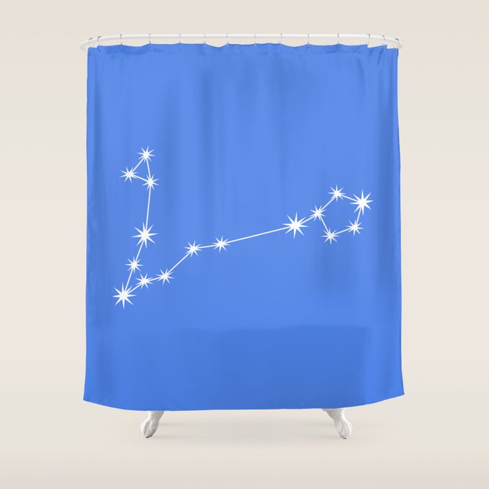 Pisces Zodiac Star Constellation Line Art Bright Blue Shower Curtain Gallery Image 1