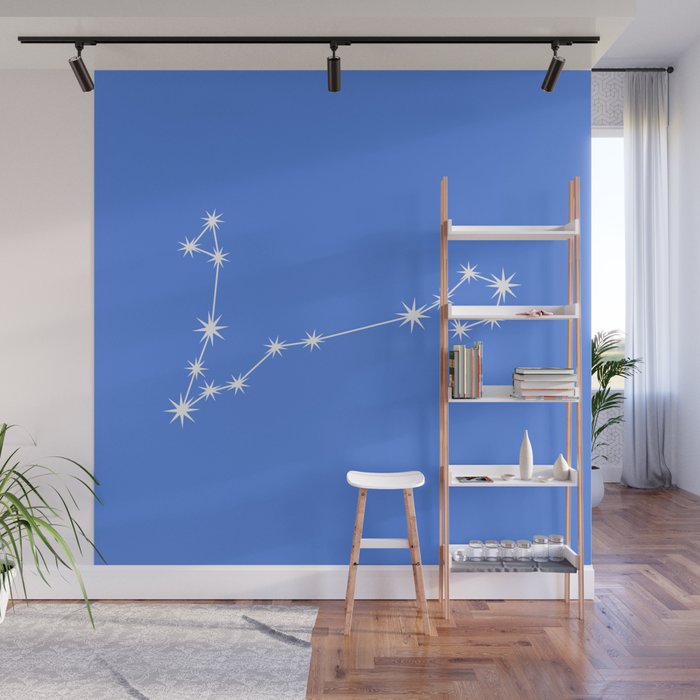 Pisces Zodiac Star Constellation Line Art Bright Blue Wall Mural Gallery Image 1