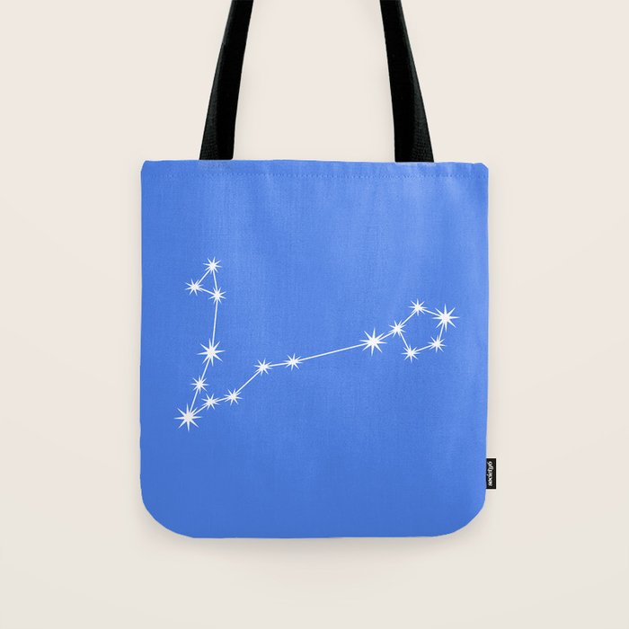 Pisces Zodiac Star Constellation Line Art Bright Blue Tote Bag Gallery Image 1