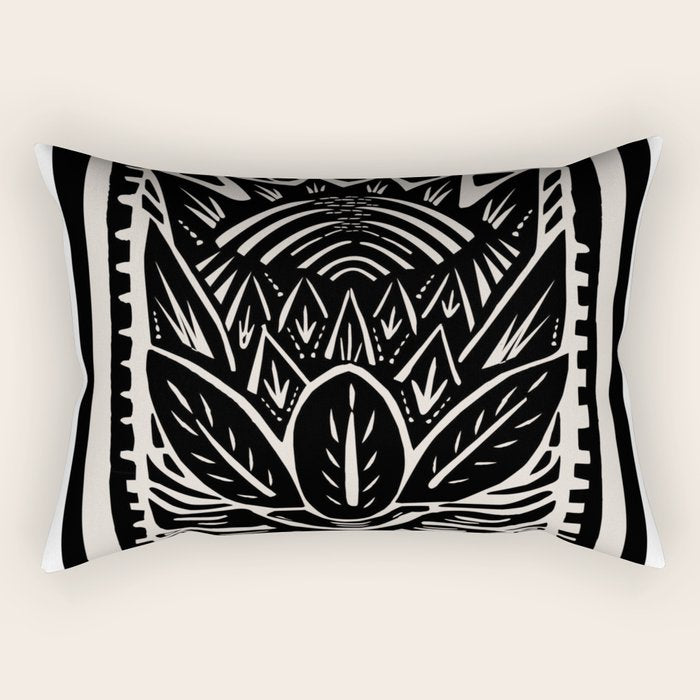 Woodcut Cactus Rectangular Pillow Gallery Image 1