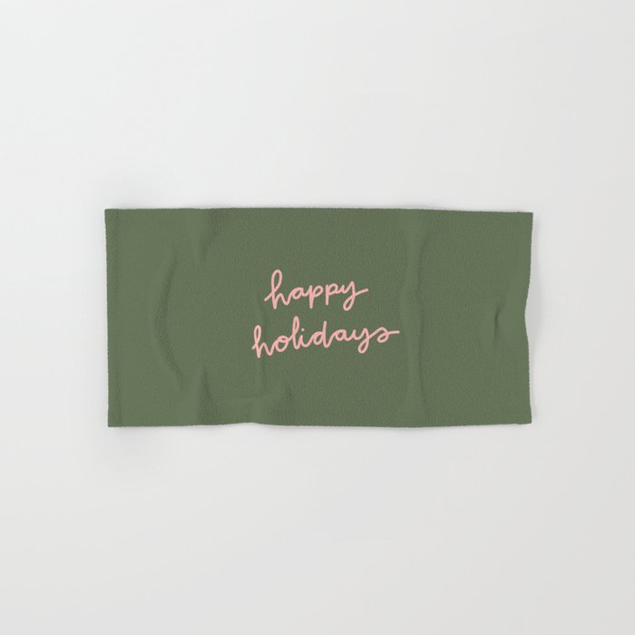 Happy Holidays Green & Pink Bath Towel Gallery Image 1