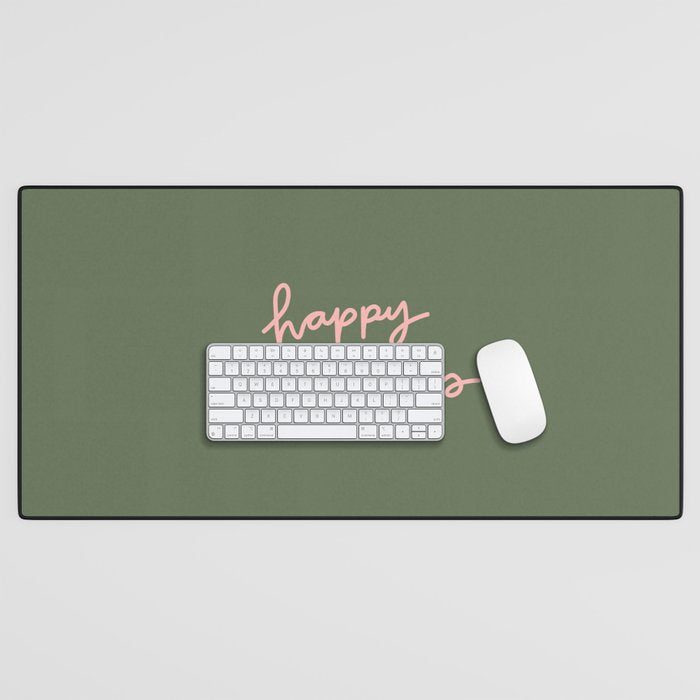 Happy Holidays Green & Pink Desk Mat Gallery Image 1