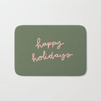 Happy Holidays Green & Pink Bath Mat Gallery Image 1