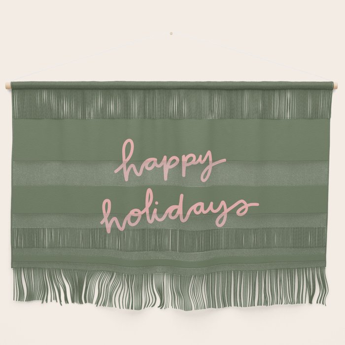 Happy Holidays Green & Pink Wall Hanging Gallery Image 1